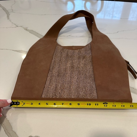 Stuart Weitzman Brown Suede Shoulder Bag with 3 Compartments (middle zip/2 side)